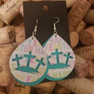 Easter faux leather earrings